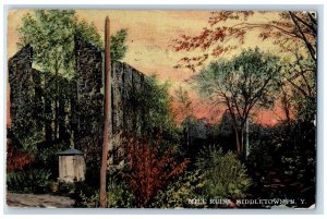 1911 View Of Mill Ruins Middletown New York NY, Boston MA Antique Postcard 