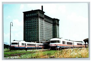 Vintage 1980 Postcard The Lake Cities Train in Michigan Central Depot Detroit MI