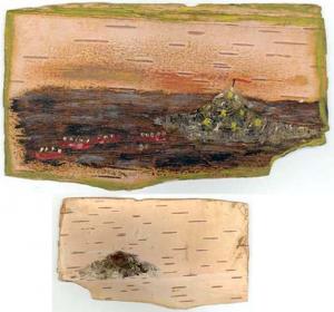 Vintage Hand Painted Ocean Scene on Birch Bark