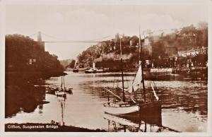 CLIFTON BRISTON UK SUSPENSION BRIDGE & SAILBOATS-PHOTO POSTCARD