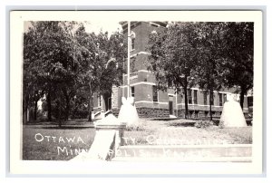 Postcard Ottawa County Courthouse Minneapolis Kansas RPPC Real Photo