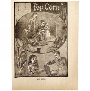 Children Making Popcorn 1892 Victorian Art Woodcut Printing Ephemera DWY10A