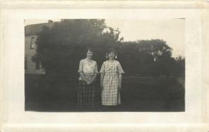 Vintage Real Photo Postcard~Nerdy Girls~Flower Blouse~Plaid Skirt~1920s RPPC