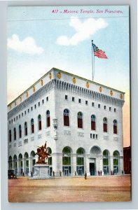 San Francisco CA-California Masonic Temple Building, Statue, Vintage Postcard