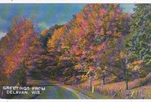 Wisconsin Greetings From Delavan Autumn Scene