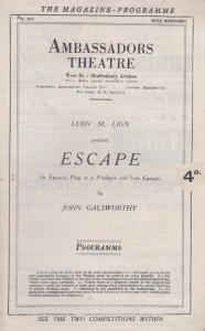 Escape John Galsworthy Drama Leon Lion Ambassadors London Theatre Programme