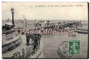 Old Postcard Arcachon La Jetee Thiers Square and the Beach