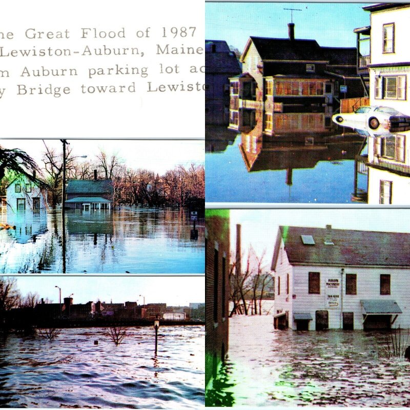 x5 1987 Lewiston-Auburn, ME Great Flood Androscoggin River Photo PC Prints A146