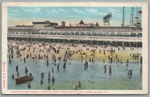 BROOKLYN NY CONEY ISLAND BEACH ANTIQUE POSTCARD