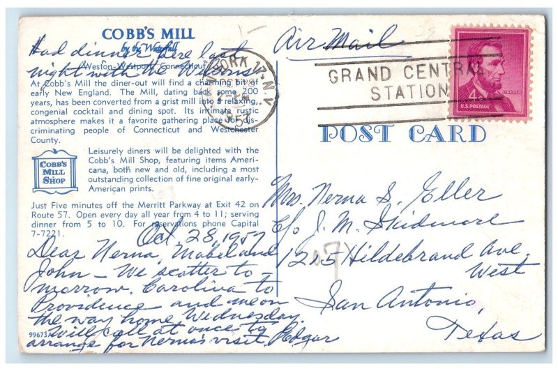 1957 Cobbs Mill By The Water Fall Multiview Weston Westport Connecticut Postcard