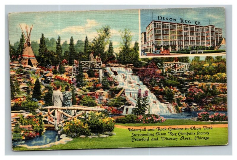 Vintage 1940's Postcard Olson Rug Co - Olson Park Pulaski & Crawford Chicago IL