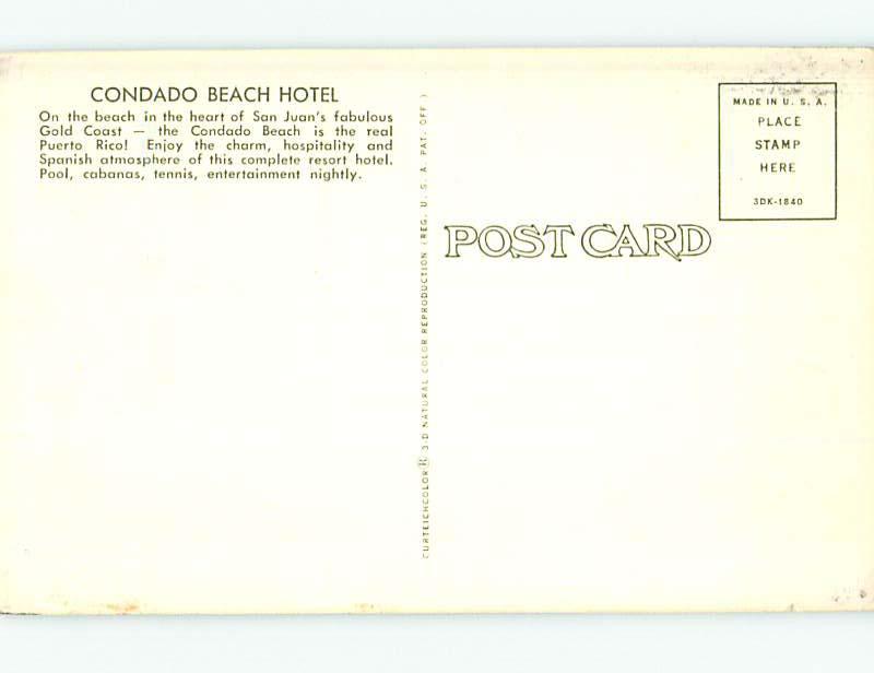 Unused 1950's CONDADO BEACH HOTEL San Juan Puerto Rico PR Q5356@