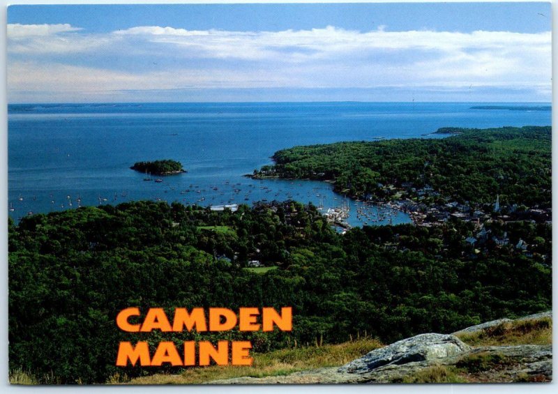 Postcard - The town and harbor of Camden with Penobscot Bay - Camden, Maine