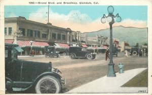 Postcard California Glendale Brand Broadway automobiles Kashower  23-9948