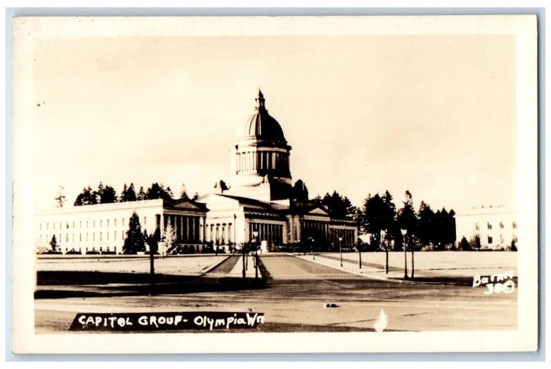 c1930's Capital Group Building Cars Olympia Washington WA RPPC Photo Postcard