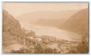 Bird's Eye View Of Harper's Ferry West Virginia WV RPPC Photo Antique Postcard 