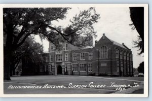 Indianola Iowa IA Postcard RPPC Photo Administration Building Simson College