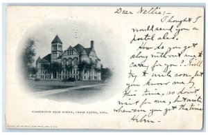 1901 Washington High School Exterior Building Cedar Rapids Iowa Vintage Postcard