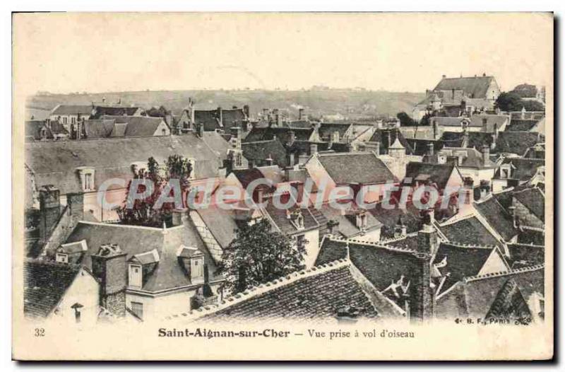 Postcard Old Saint Aignan Sur Cher Vue Prize Vol D'Oiseau