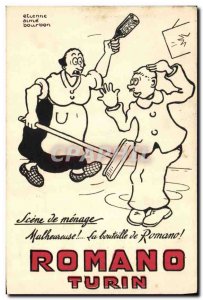 Postcard Old Advertisement Scene household Romano Turin Etienne Aime Bourbon ...