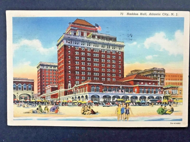 Vintage Postcard 1938 New Haddon Hall Hotel Atlantic City New Jersey