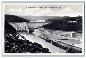 c1940 Little River Great Dam Beautiful Lake Tennessee Antique Vintage Postcard