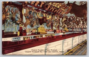 San Antonio Texas~Buckhorn Curio Museum Bar Scene~PM 1951~Vintage Linen Postcard