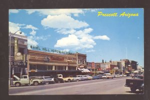 PRESCOTT ARIZONA DOWNTOWN STREET SCENE OLD TRUCK CARS STORES POSTCARD