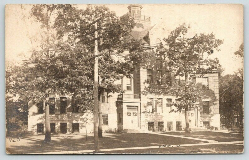 Summit Illinois~Public School House~Cupola~Widows Walk~1912 Huckins RPPC 