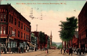 Ninth Street, South to Third Ave, Huntington WV c1910 Vintage Postcard M44