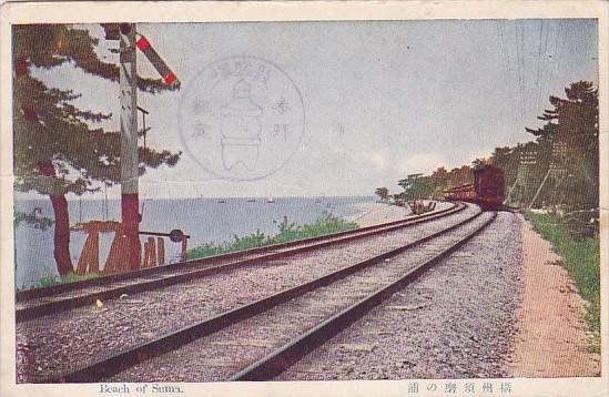 Japan Train At Beach Of Suma