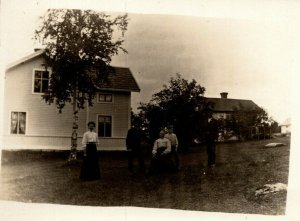 Vintage 1910's RPPC Postcard - Family Portrait Suburban Home