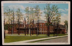 Vintage Postcard 1945 Oakwood Hall, Manchester College, N. Manchester, Indiana