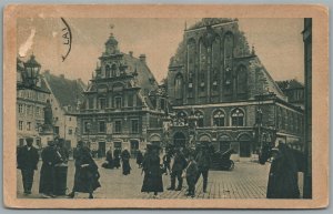 RIGA LATVIA MARKET PLACE ANTIQUE POSTCARD