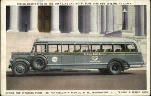 Washington DC Royal Blue Line Tourist Bus Advertising Postcard