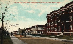 Vintage Postcard Cornwall Street Looking Towards Victoria Park Regina Canada