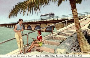 Florida Keys Greyhound Bus On The Seven Mile Bridge