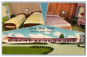 Groton South Dakota Postcard Circle Pines Motel Multiview c1940 Vintage Unposted