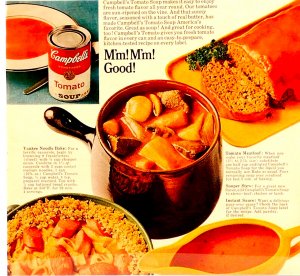 1972 Campbell's Tomato Soup Vtg Print Ad M'm! M'm! Good! Recipes Fresh Flavour