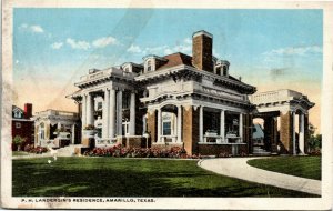 Postcard TX Amarillo Patrick H. Landergin's Residence Harrington House 1920s S53