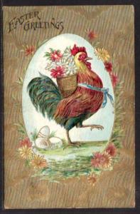 Easter Greetings Chick with Basket of Flowers Postcard 5934