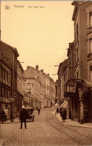 VINTAGE POSTCARD STREET SCENE AT VERVIERS BELGIUM c. 1920 TRAFFIC CONTROLLER