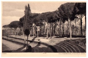 Villa Borghese Piazza Di Siena Rome Italy Black And White Postcard