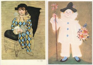 Pablo Picasso 2x Young Girl Clown Pierrot Painting Postcard s | Topics - Entertainment - Circus, Postcard Pablo Picasso 2x Young Girl Clown Pierrot Painting Postcard s | Topics - Entertainment - Circus, Postcard