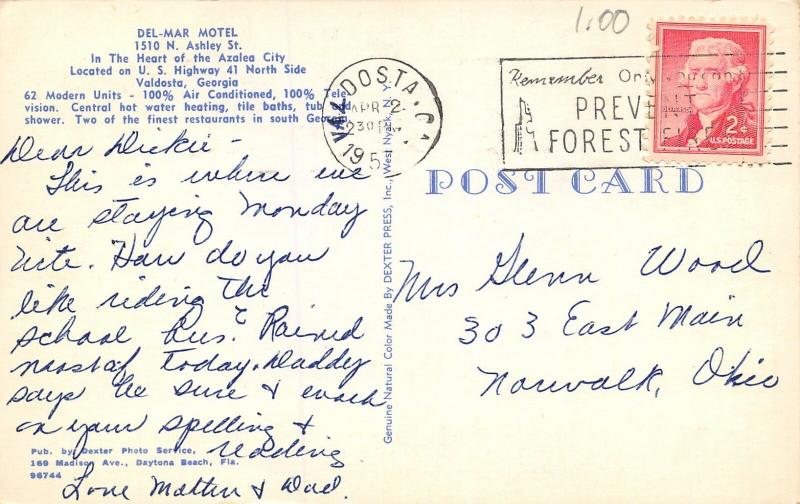 Valdosta MotelRoadside US 41A Frame Carport1950s