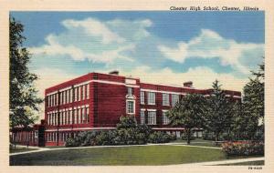 IL, Illinois  CHESTER HIGH SCHOOL  Randolph Co  c1940's Curteich Linen Postcard