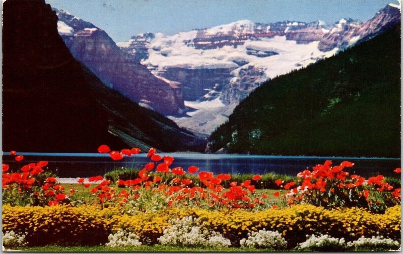 Lake Louise & Victoria Glacier Banff National Park Canada Chrome Cancel Postcard 