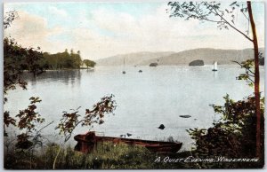 VINTAGE POSTCARD A QUIET EVENING AT LAKE WINDERMERE NORTH WEST ENGLAND U.K.