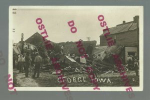 George IOWA RPPC c1910 FIRE RUINS Main Street nr Rock Rapids Sibley Sheldon #1