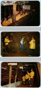 3 Postcards IRON MOUNTAIN, Michigan MI ~ Undergound Tours IRON MINE c1950s